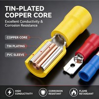 Connecteur à sertir femelle en cuivre étamé isolé PVC pour fil massif