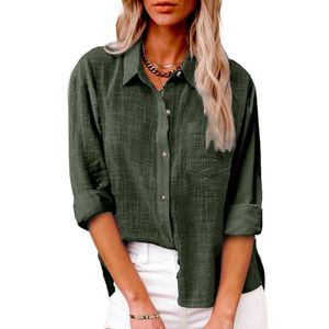 Camicia Casual da Donna 2026 alla Moda a Maniche Lunghe in Cotone, Stile Primaverile con Tasche e Bottoni, Tinta Unita - Product Image 4