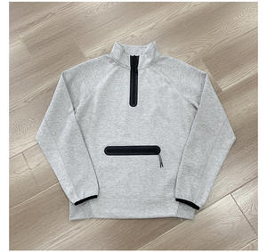 Jersey personalizado con cremallera capa de aire de punto <span class=keywords><strong>sudadera</strong></span> de algodón hombres Casual Quarter Zip hombres sudaderas con capucha - Product Image 2