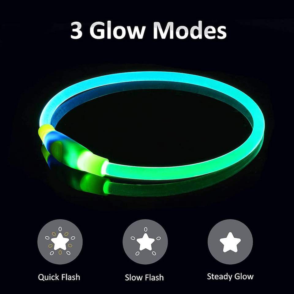 Dual RGB LED Waterproof Dog Collar with Flashing Light - Image 3