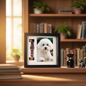 Kendin Yap Tasarım Özelleştirilmiş Logolu Köpek Tasması Tutucu Resimli MDF El Yapımı Boyama UV Boş Evcil Hayvan Anı Fotoğraf Çerçevesi 9x9 inç Siyah - Product Image 3