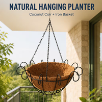 Pots de fleurs d'intérieur et d'extérieur, panier suspendu en métal avec doublure en fibre de coco, support de plante rond en fil métallique avec chaîne pour la décoration du jardin