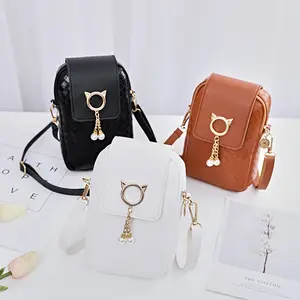 Bán buôn twinkled nhỏ Crossbody điện thoại di động Vai Túi dệt ngọc trai tua trường hợp điện thoại thời trang Ví da cho phụ nữ