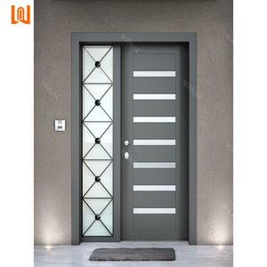 Porta <span class=keywords><strong>d</strong></span>'<span class=keywords><strong>Ingresso</strong></span> Moderna in Metallo e Alluminio con Vetro, Porta di Sicurezza Impermeabile e Termoisolante - Product Image 3