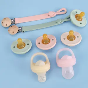 Logo personalizzato Bambino Capezzolo Clip di Manichino Scatola Ciuccio Holder Set Massaggiagengive Custodia In Silicone Ciuccio Clip di Box