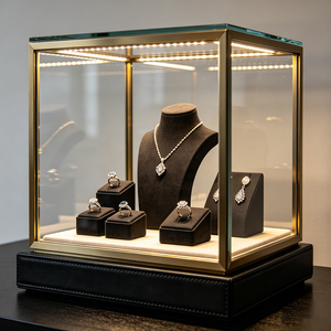 Vitrine à bijoux LUX sur mesure, nouveau style, pour la décoration intérieure d'un magasin de bijoux en or, comptoir d'exposition de bijoux - Product Image 1