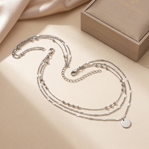 Collana a Tre Strati con Perline per Donne, Catena Minimalista Scintillante per la Clavicola, Gioielli alla Moda - Product Image 3