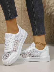 <span class=keywords><strong>Zapatillas</strong></span> Deportivas de <span class=keywords><strong>Mujer</strong></span> Gleibo con Encaje Floral, Transpirables, con Diseño Calado, Casuales, Planas, con Cordones, para Caminar, Moda de Verano, de Fábrica - Product Image 2