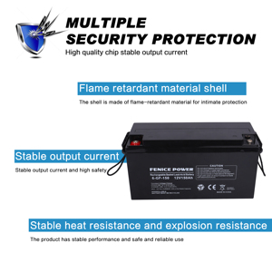 La capacité élevée <span class=keywords><strong>12V</strong></span> 150AH a scellé l'auto-décharge de <span class=keywords><strong>batterie</strong></span> au plomb basse pour le stockage d'énergie - Product Image 3