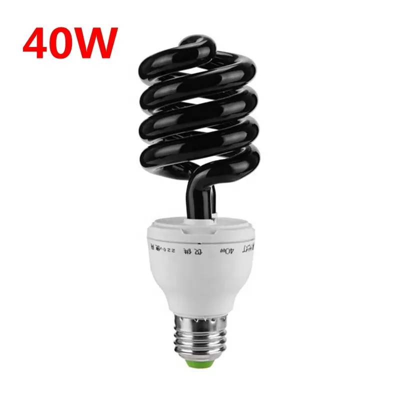 220V E27 15-40W UV Light Bulb Spiral Energy Saving ultraviolet disinfection lamp Black Light