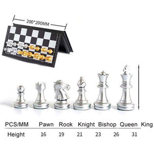 ชุดเกมหมากรุกคุณภาพสูง พร้อมกระดานหมากรุก 32 ตัว พร้อมกระดานหมากรุก ชุดหมากรุกแม่เหล็กสีทองเงิน - Product Image 4