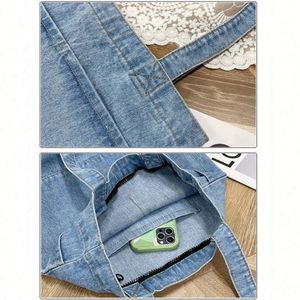 Sac à bandoulière personnalisé pour femme, sac fourre-tout pour étudiante, sac de shopping simple, sac de plage rétro en jean délavé - Product Image 6