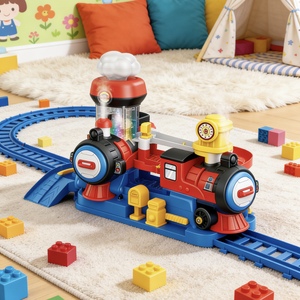 Ensemble de jeu de train d'aventure Orbit avec piste de glisse électrique, jet de vapeur, lumières et sons, 3 voitures ABS, aventure interactive pour garçons - Product Image 3