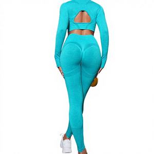 Conjunto Deportivo de Yoga Ecológico de Una Pieza para Mujer, Leggings de Cintura Alta con Efecto Scrunch y Manga Larga, para Gimnasio, Fitness, Running - Product Image 4