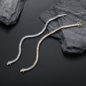 Pulsera de circonita ojo de caballo para hombre, pulsera de tenis de una sola fila con gota de agua de 2 * 5 mm, collar de moda Tanjing Lijing - Product Image 3