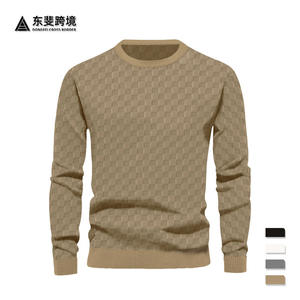Pull décontracté à col rond et manches longues pour homme Dongfei, motif damier, anti-boulochage, couche de base - Product Image 1