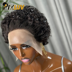 Perruque Chioma en promotion, perruque courte bouclée 13x4 HD avec dentelle transparente, noire naturelle, 100% cheveux humains bruts pour personnes noires - Product Image 3