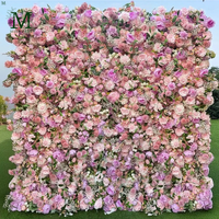 Dinding Bunga Sutra Buatan Realistis Romantis Seri Pink Ungu MILE 8ftx8ft untuk Dekorasi Acara Pesta Pernikahan