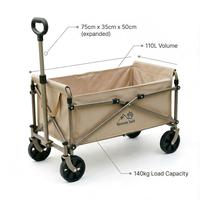Складная тележка для кемпинга Venture Tails 110 л из высокоуглеродистой стали с амортизирующей ручкой для задней двери, 5-дюймовыми цельными колесами и съемной тканевой корзиной