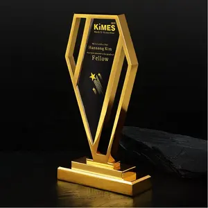 2024 Popular Design Metal Glass Trophy Awards Crystal Zinc Alloy Trophy With Etching Logo