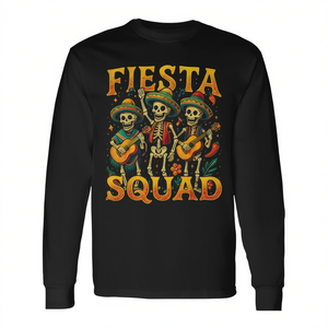 Camiseta de Manga Larga con Estampado de Esqueleto Fiesta Squad, Unisex, Cuello Redondo, para Adultos, Ropa de Fiesta, Tema Mexicano Cinco de Mayo - Product Image 2