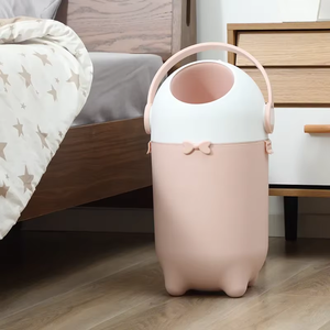 <span class=keywords><strong>ARTHOME</strong></span> Poubelle ronde portable en plastique de 12 L avec couvercle roulant anti-odeur, motif animal mignon, pour animaux de compagnie - Product Image 6