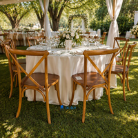Chaise en bois à dossier en X en stock, chaise de salle à manger en bois massif à dossier croisé, mobilier commercial pour restaurant, hôtel, banquet, événement