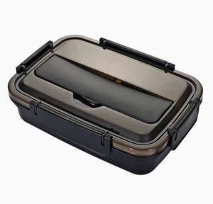 Boîte à lunch compartimentée en acier inoxydable avec fourchette, cuillère et baguettes, boîte bento étanche pour adultes, enfants, bureau et école - Product Image 6