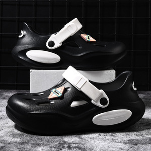Sandales Crocs pour hommes, blanches et vertes, à bout fermé, plateforme de 3-4 cm, semelle épaisse, respirantes, chaussures d'eau - Product Image 4