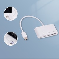 Lecteur de carte USB OTG 3 en 1 Universal Type C OTG TF/SD Card Reader Phone Extension Headers Mic USB C OTG Adapter