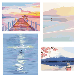 Venta <span class=keywords><strong>al</strong></span> por mayor de pintura <span class=keywords><strong>al</strong></span> óleo DIY personalizada por números pintura paisaje adultos paisaje regalos fáciles pintado a mano planta imagen pared decoración del hogar - Product Image 2