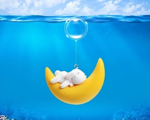 Venta al por mayor lindo animal acostado con adorno <span class=keywords><strong>de</strong></span> Luna Aquascape decoración acuario regalo popularidad flotante para la pecera - Product Image 6