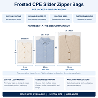 Sac à fermeture éclair coulissante en CPE dépoli pour l'emballage de vestes et chemises, avec logo personnalisé, scellage répétitif pour le stockage de vêtements