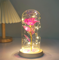 24K Or Galaxy Rose Fleur Verre Dôme LED Lumière Usine En Gros-pour Cadeau Noël Graduation Pâques Fête Des Mères Fleurs Rouges