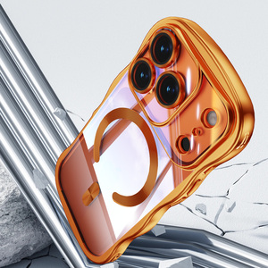 Funda de Teléfono Móvil Transparente con Diseño Ondulado y Plateado de Lujo para iPhone 17 16 14 15 13 Pro Max, Carga Magnética, Cubierta Trasera Suave de TPU - Product Image 4