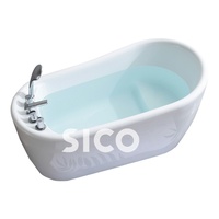 Baignoire autoportante d'angle moderne, petite taille, blanche, ronde, en surface solide, pour salle de bain