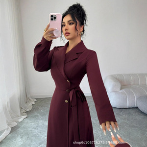 <span class=keywords><strong>Robe</strong></span> <span class=keywords><strong>longue</strong></span> à manches longues en polyester style anglais pour femmes européennes et américaines, automne/<span class=keywords><strong>hiver</strong></span> - Product Image 3