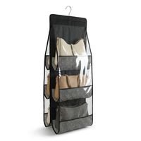Organisateur de sacs à main suspendu robuste 80g à 6 poches, sac de rangement double face en PVC transparent, cintre pliable personnalisé pour sacs