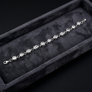Art Palace Silver Plated Chain <b>Bracelet</b> With Round <b>Crystal</b> Rhinestones Classic Women's Jewelry - Product Image 2