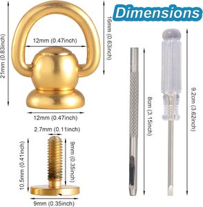 Notgia Pcs D Rings For Purse Brass Rivets For Leather Rotatable Purse Strap Hardware Ball Button <b>Studs</b> For Handbag D Rings Chica - Product Image 2