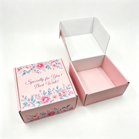 Boîte cadeau pliante de style carte de vœux haut de gamme, design pivoine vintage, carton ondulé, boîtes d'emballage personnalisées
