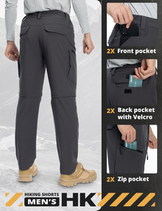 Pantaloni <span class=keywords><strong>Cargo</strong></span> Convertibili da Uomo Personalizzati con Chiusura a Bottoni, Softshell Resistente all'Acqua, Multi-Tasca, Comodi per Uso Quotidiano, Vacanze e Lavoro - Product Image 4