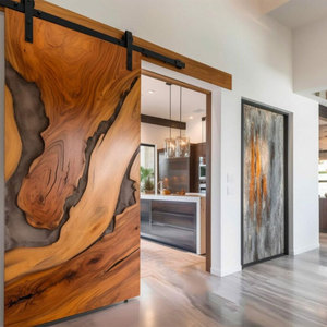 <span class=keywords><strong>Puertas</strong></span> Corredizas de Madera Maciza con Borde Natural y Resina Epoxi, Hechas a Medida, Decoración de Lujo para Villas - Product Image 6