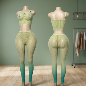 Conjuntos de Ropa de Baile de Salón con Degradado de Color al por Mayor para Mujer, Ropa Sexy para Pole Dance, Ropa Exótica para Bailarinas, Kits de Stripper, Spandex/Nailon - Product Image 3