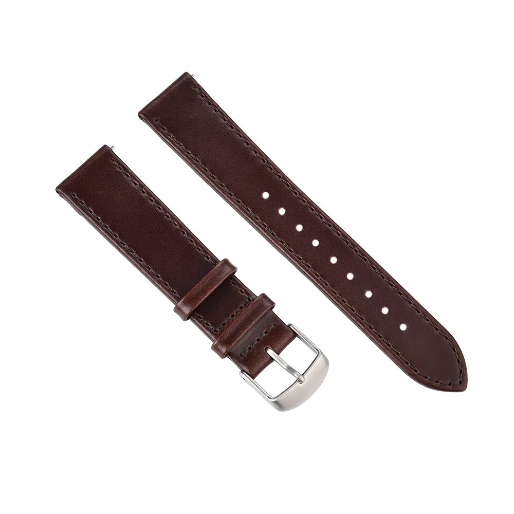 Cinturino per orologio da uomo in vera pelle cerosa Pull-Up marrone scuro con cinturino facile da indossare