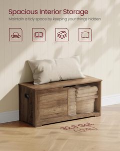 <span class=keywords><strong>VASAGLE</strong></span> Banco <span class=keywords><strong>de</strong></span> <span class=keywords><strong>Almacenamiento</strong></span> <span class=keywords><strong>de</strong></span> Madera Estilo Rústico con 2 Bisagras <span class=keywords><strong>de</strong></span> Seguridad, Fácil Montaje, Gabinete <span class=keywords><strong>de</strong></span> <span class=keywords><strong>Almacenamiento</strong></span> Color Marrón Miel - Product Image 5