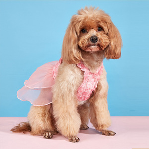 Flower Girls Dress Pink Tulle Skirt Rose Applique Sleeveless Party Dress For Kids - Product Image 3