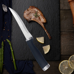 4 cái Nhà thiết yếu nhà hàng dao kéo bảng dao nhựa xử lý ergonomic xử lý Retro răng cưa bít tết Bộ dao - Product Image 3