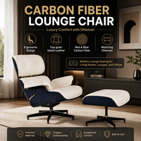 Fauteuil et ottoman en cuir style Ames avec coque en fibre de carbone pour réception et salon – Vente en gros, Fournisseur B2B, Personnalisation OEM
