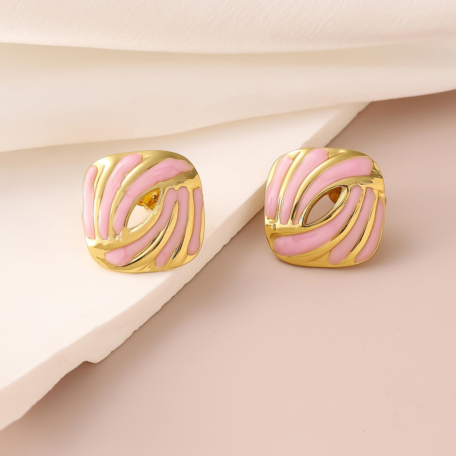Pink stud earrings